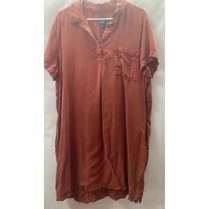 Gap Women's XXL Rust Orange Pullover Knee Length Shirt Dress with side Pockets